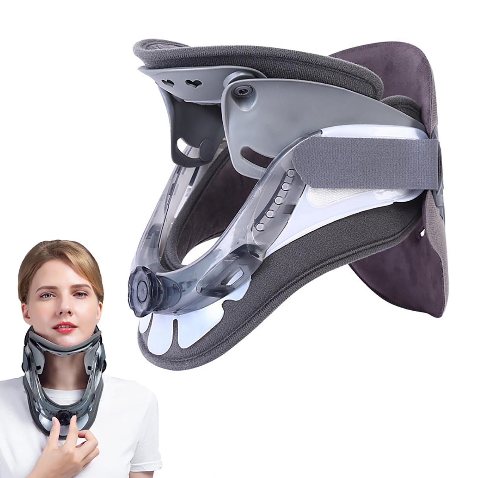 X&Z-XAOY Collarín Ajustable Collarín Cervical Transpirable Y Ajustable En Altura De 6 Velocidades Diseño Abierto para Descompresión Cervical Tracción Cervical