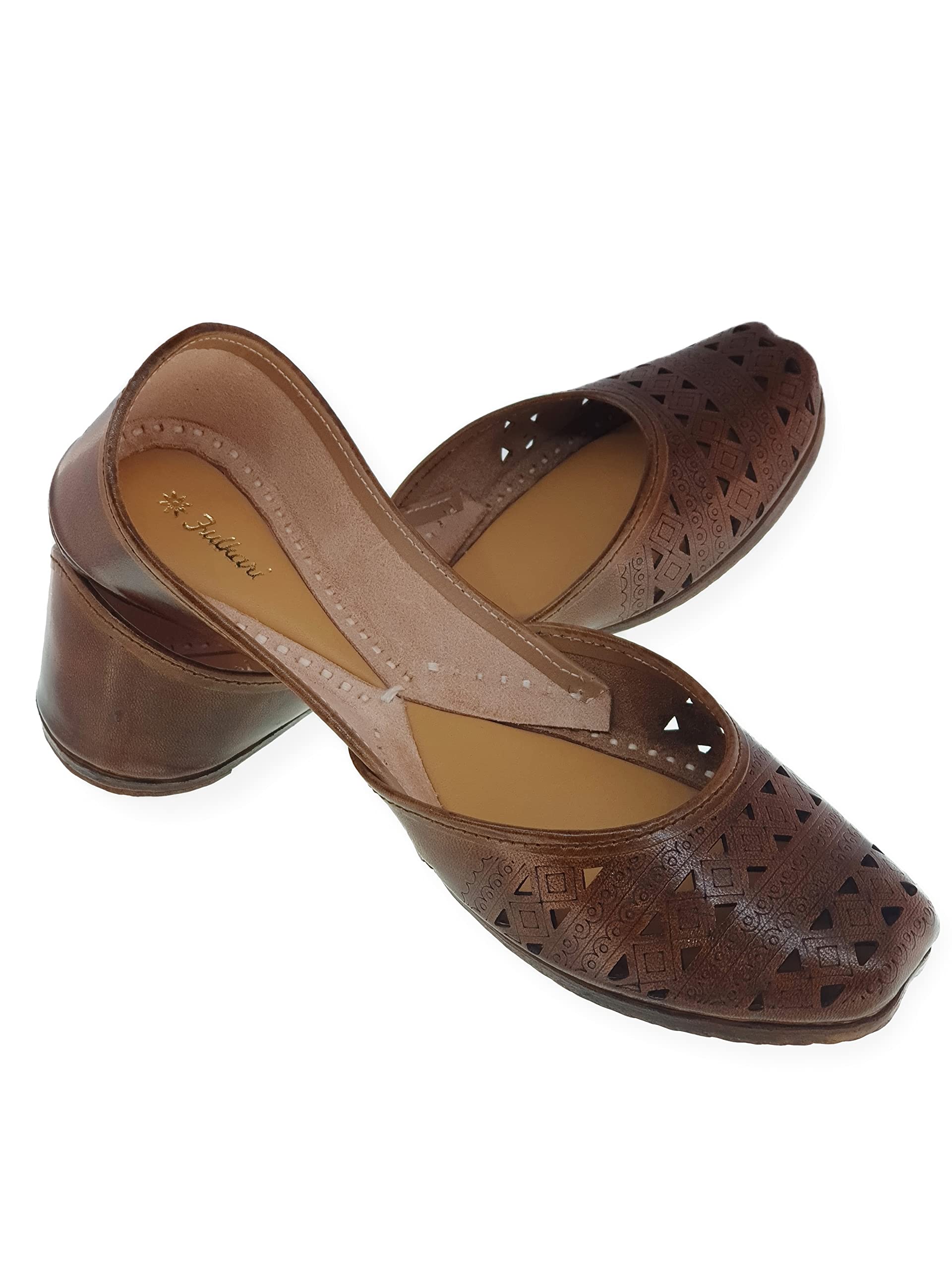 Women's Pure Leather Dailywear Casual Soft Jutis | Bite and Pinch Free Jutti | Ladies Punjabi Jutti | Flat Mojari | Phulkari Ethnic Flats for Girls |
