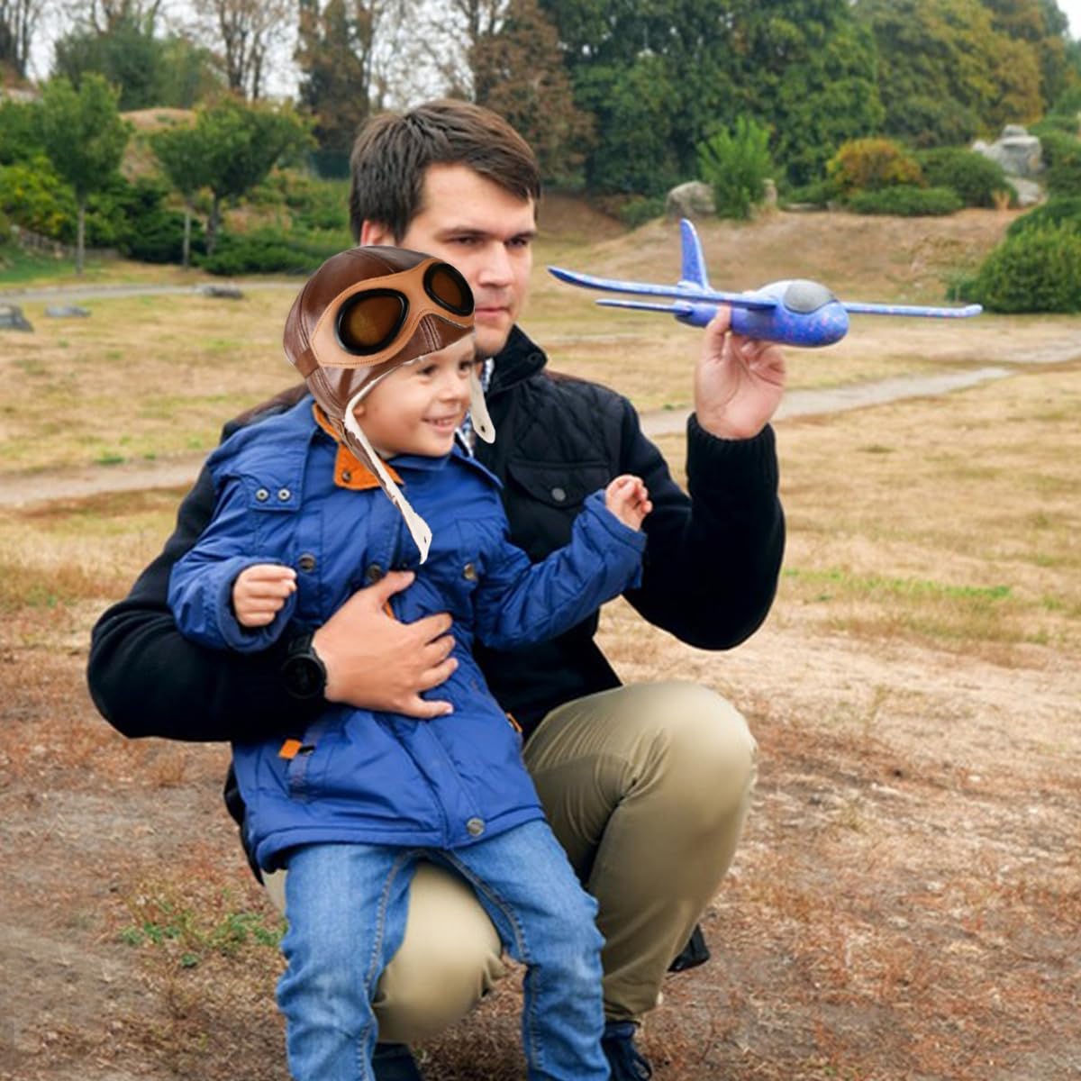 Baby Kids' Pilot Aviator Hat Warm Hat Cap Winter Earmuffs Hats with Goggles for Kids Boys Girls - Image 3