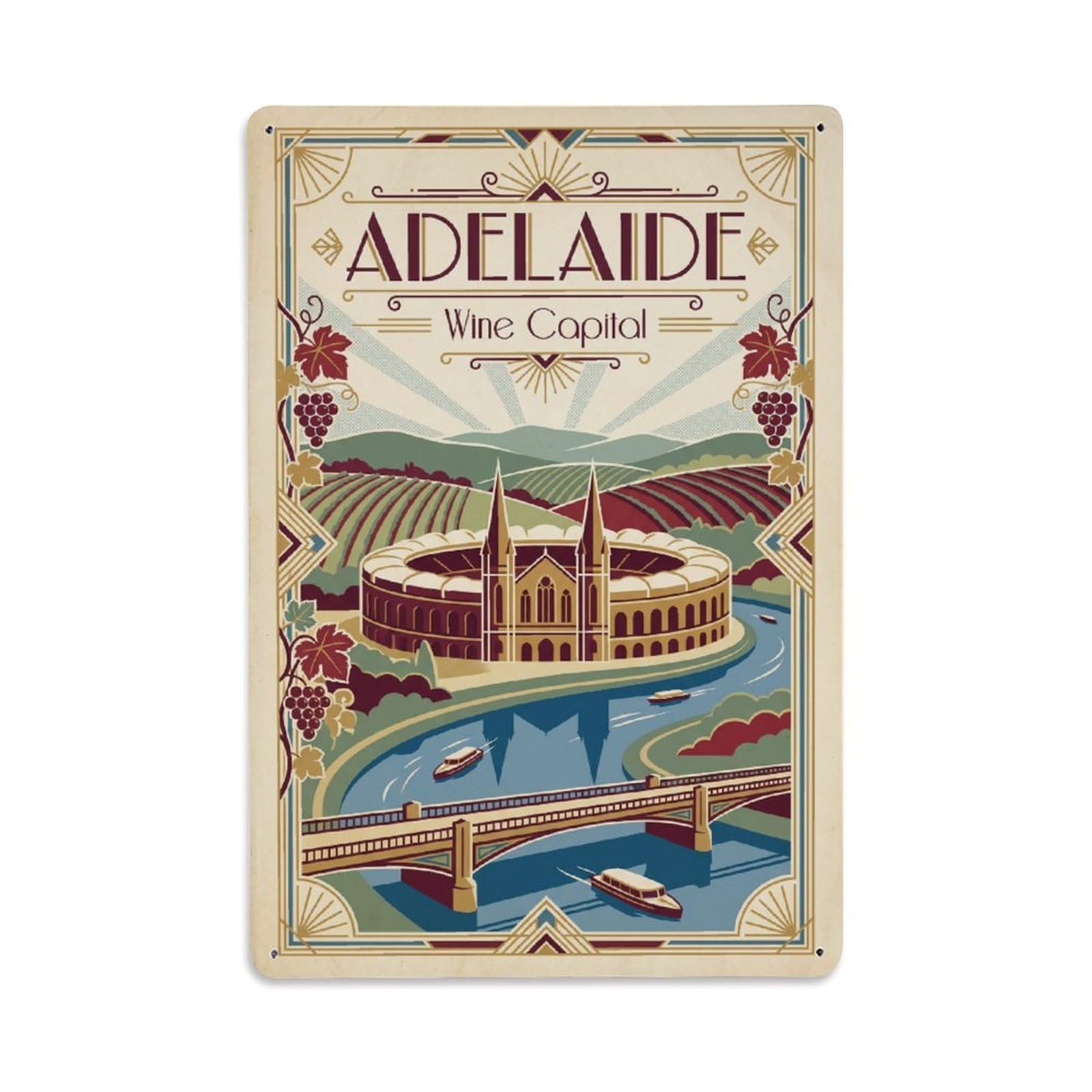 Metal Tin Sign Vintage Australia Adelaide Travel
