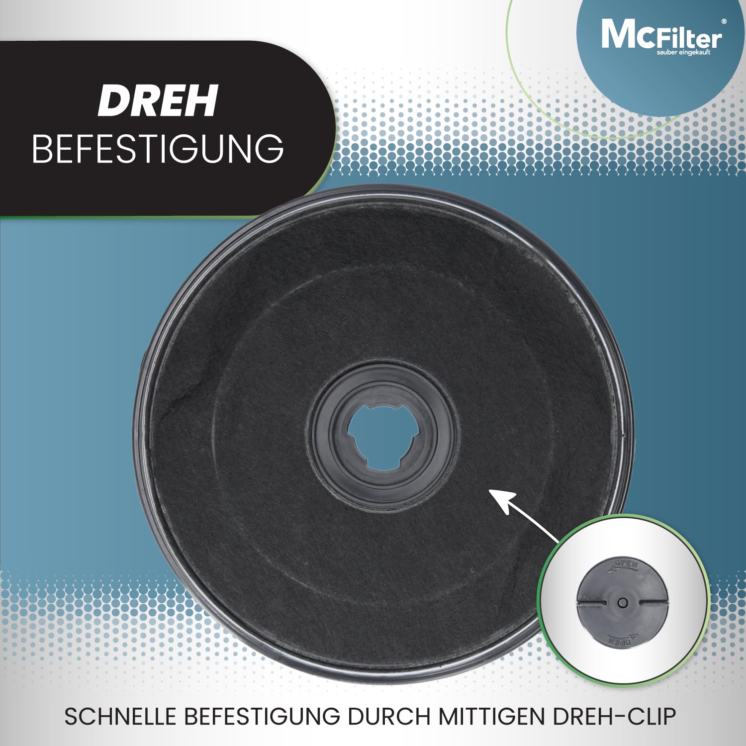 McFilter I 2x Aktivkohlefilter Ø 230mm für Dunstabzugshaube als Alternative für Kohlefilter 11005728 + 11005732 + DHZ2701/01 + 9029793594, u.a. geeignet für Bosch, Siemens, AEG, Whirlpool, Faber