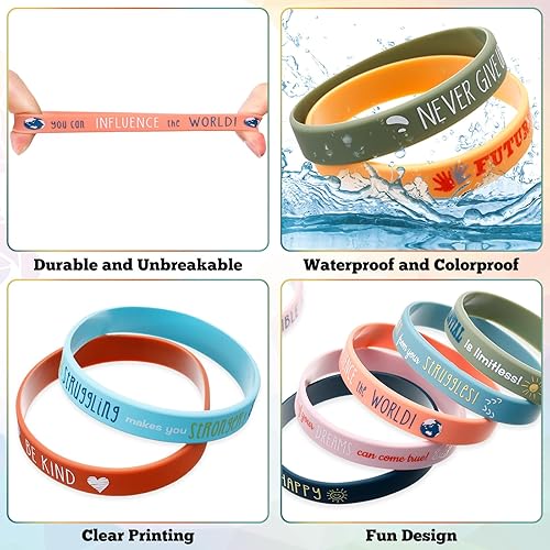 Miniatura 4 de 120 pulseras de silicona motivacionales para niños, con cita motivacional, pulseras de goma, pulseras de silicona inspiradoras para mujeres,