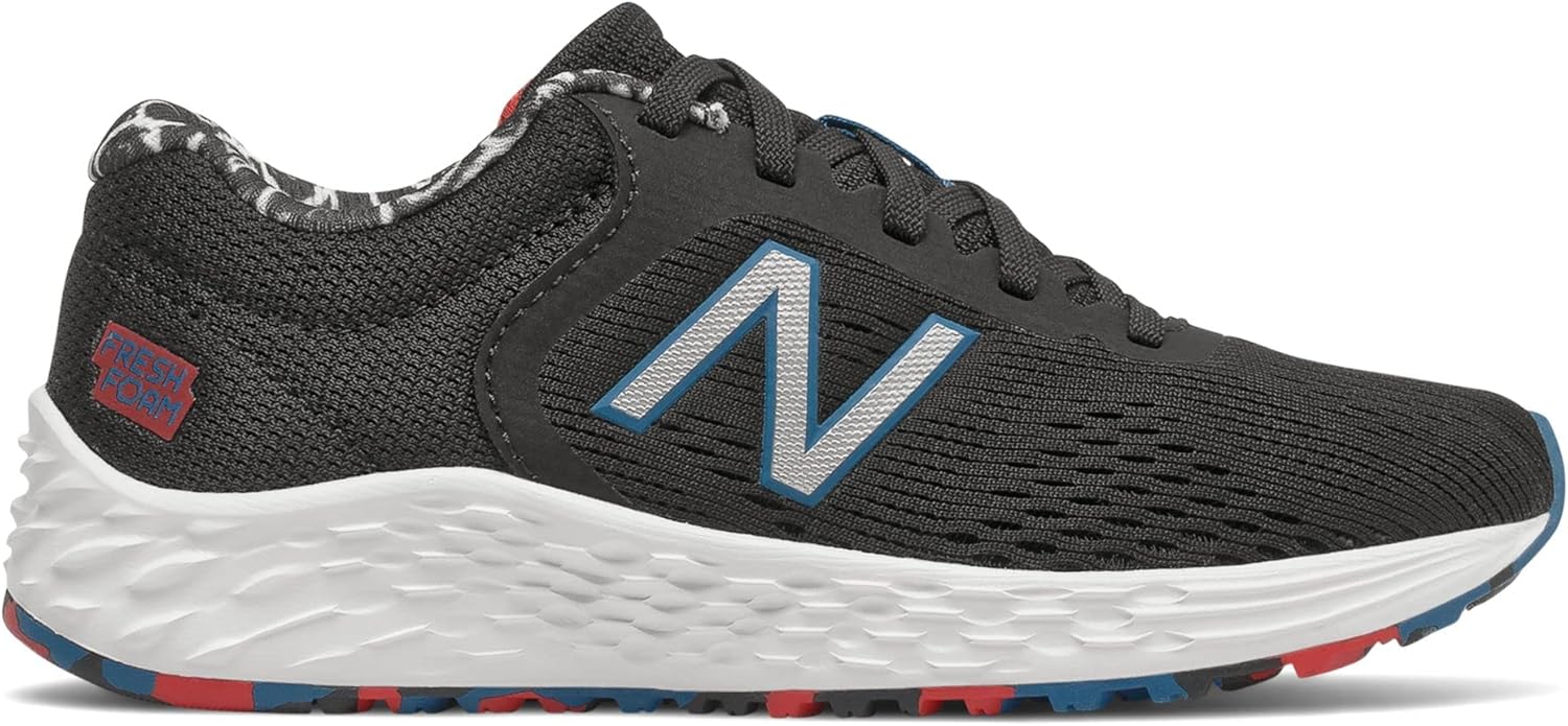 New Balance Unisex-Child Fresh Foam Arishi V2 Lace-up Running Shoe Black/Oxygen Blue/Team Red 10.5 Little Kid