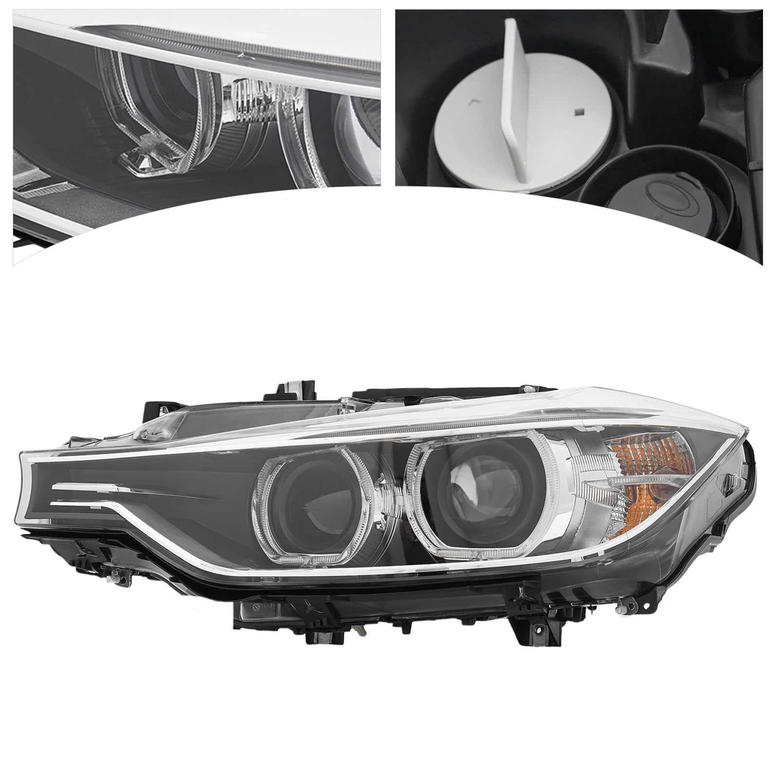 Faro delantero izquierdo HID para BMW Serie 3 F30 F31 (2011-2015), con luz diurna LED, carcasa negra, lente transparente, D1S, OE 63117314532