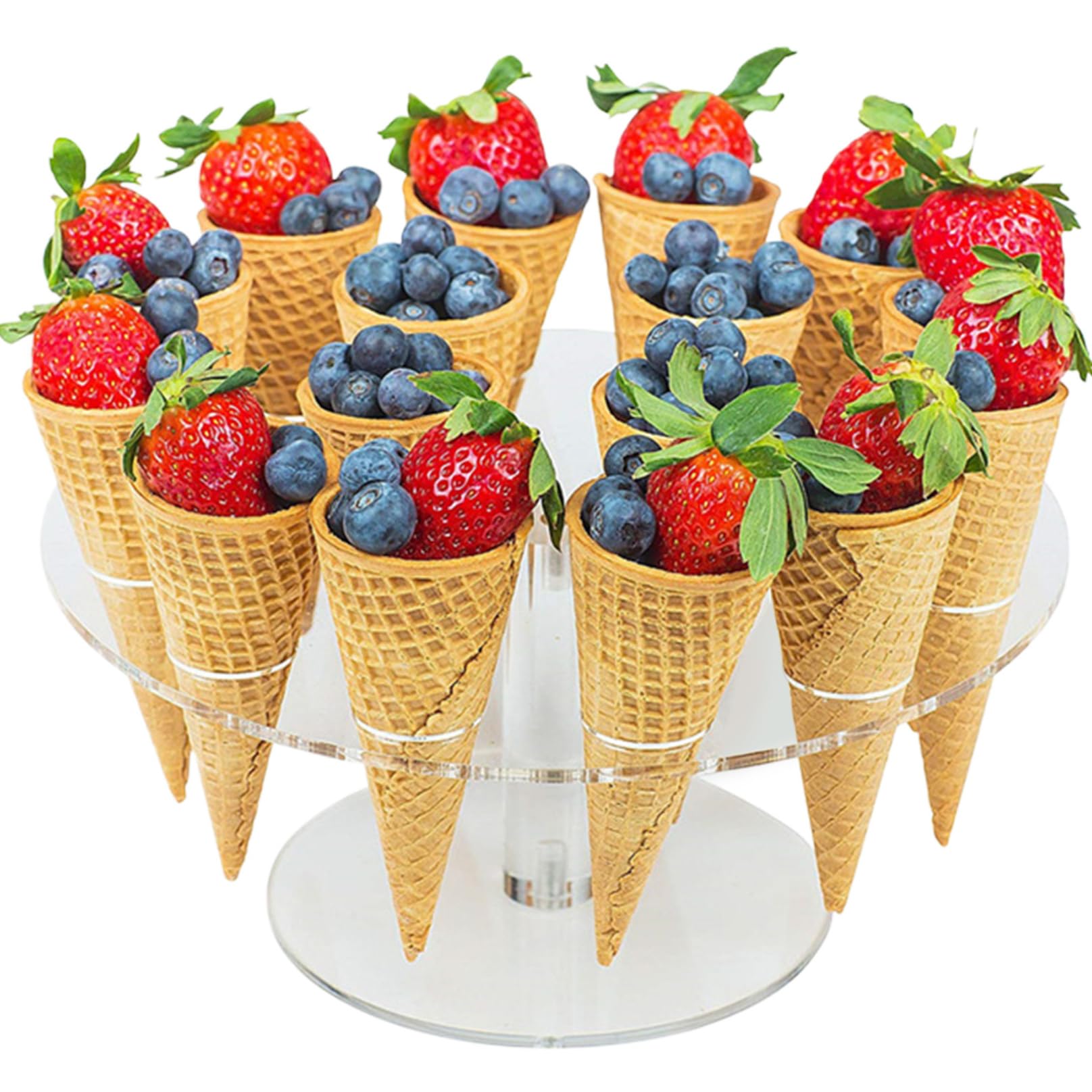 Hintyne Ice Cream Cone Holder Stand Ice Cream Cone Holder 16 Holes Stand Clear Acrylic Waffle Food Display for Birthday