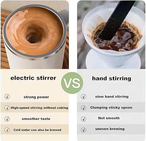 Miniatura 9 de KittBaby - Taza de café autoagitable, recargable de acero inoxidable, taza magnética automática para café, té, leche, cacao, taza mezcladora