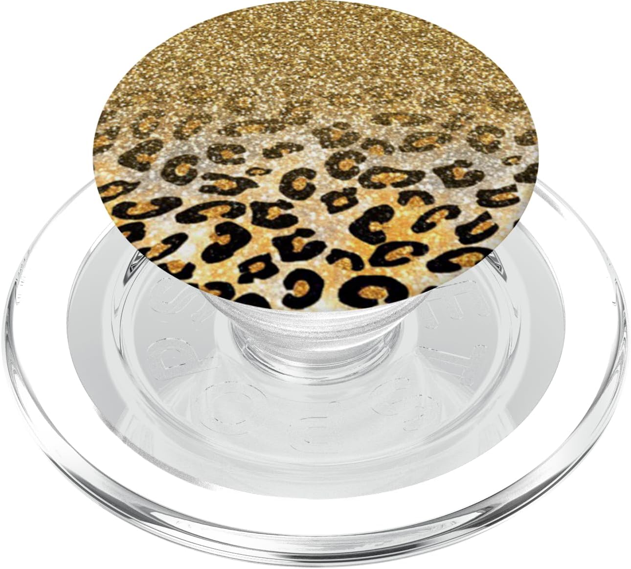 Cute Leopard Gold Print Pattern Fashion Design on Black PopSockets PopGrip: Swappable Grip for Phones & Tablets PopSockets PopWallet for MagSafe