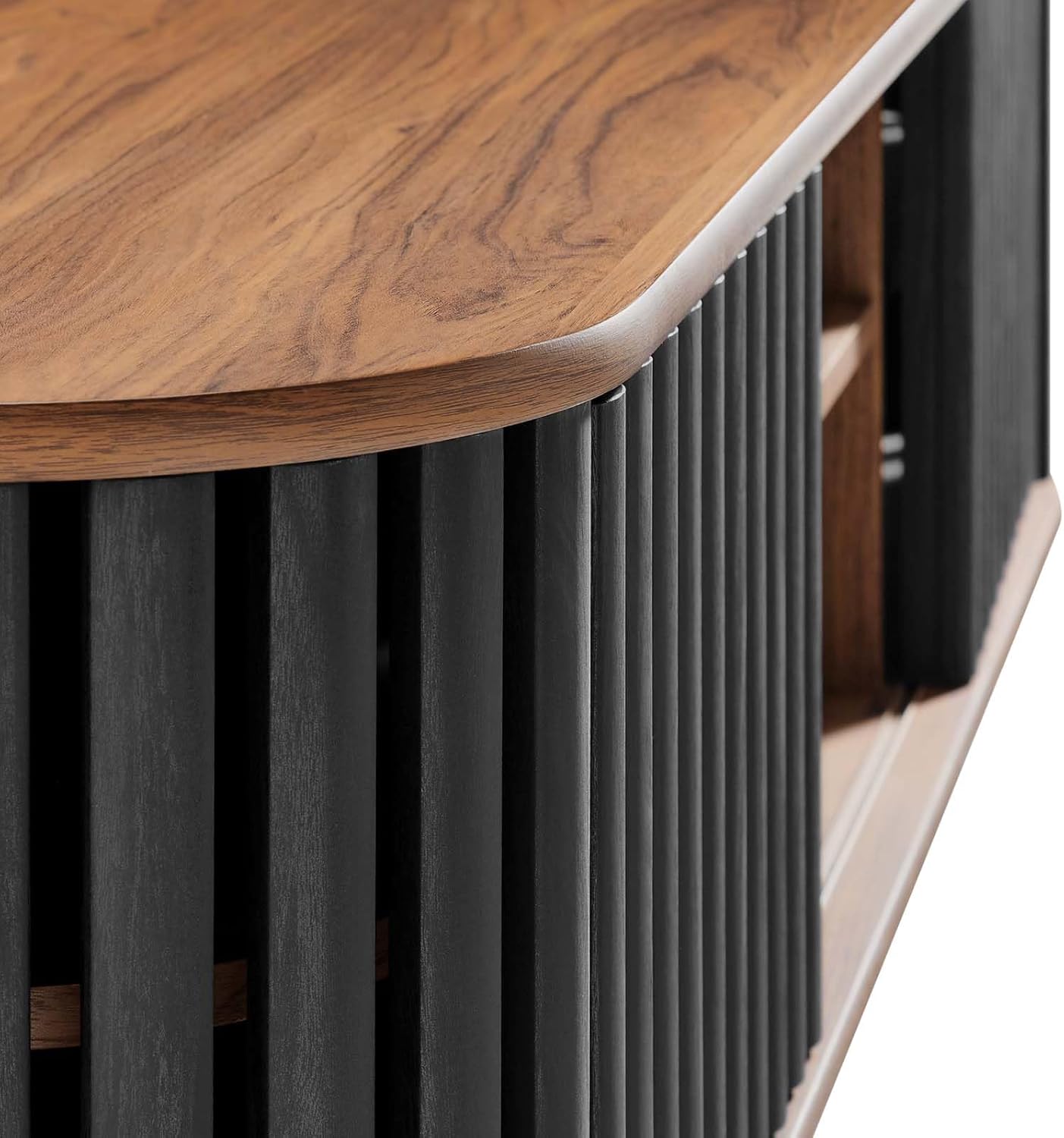 Modway Fortitude Wall-Mounted Wood TV Stand for TVs up to 70" in Walnut/Black