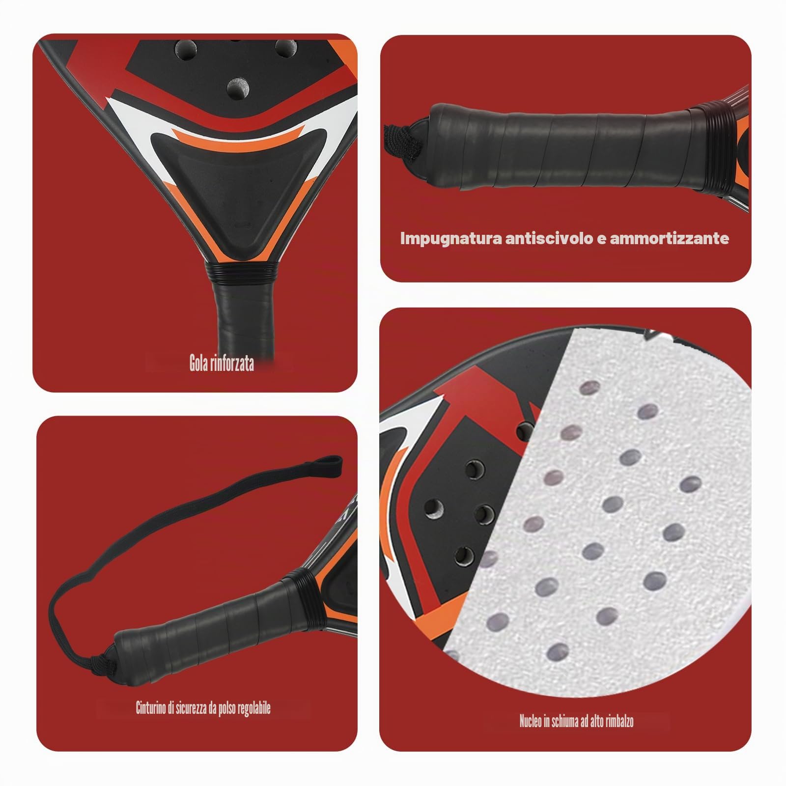 Set Padel per Principianti e Junior – Racchetta Padel Leggera 330 g Superficie ABS Impugnatura Antiscivolo Laccio di Sicurezza Regolabile – Ideale per Partite Amichevoli e Pratica in Famiglia
