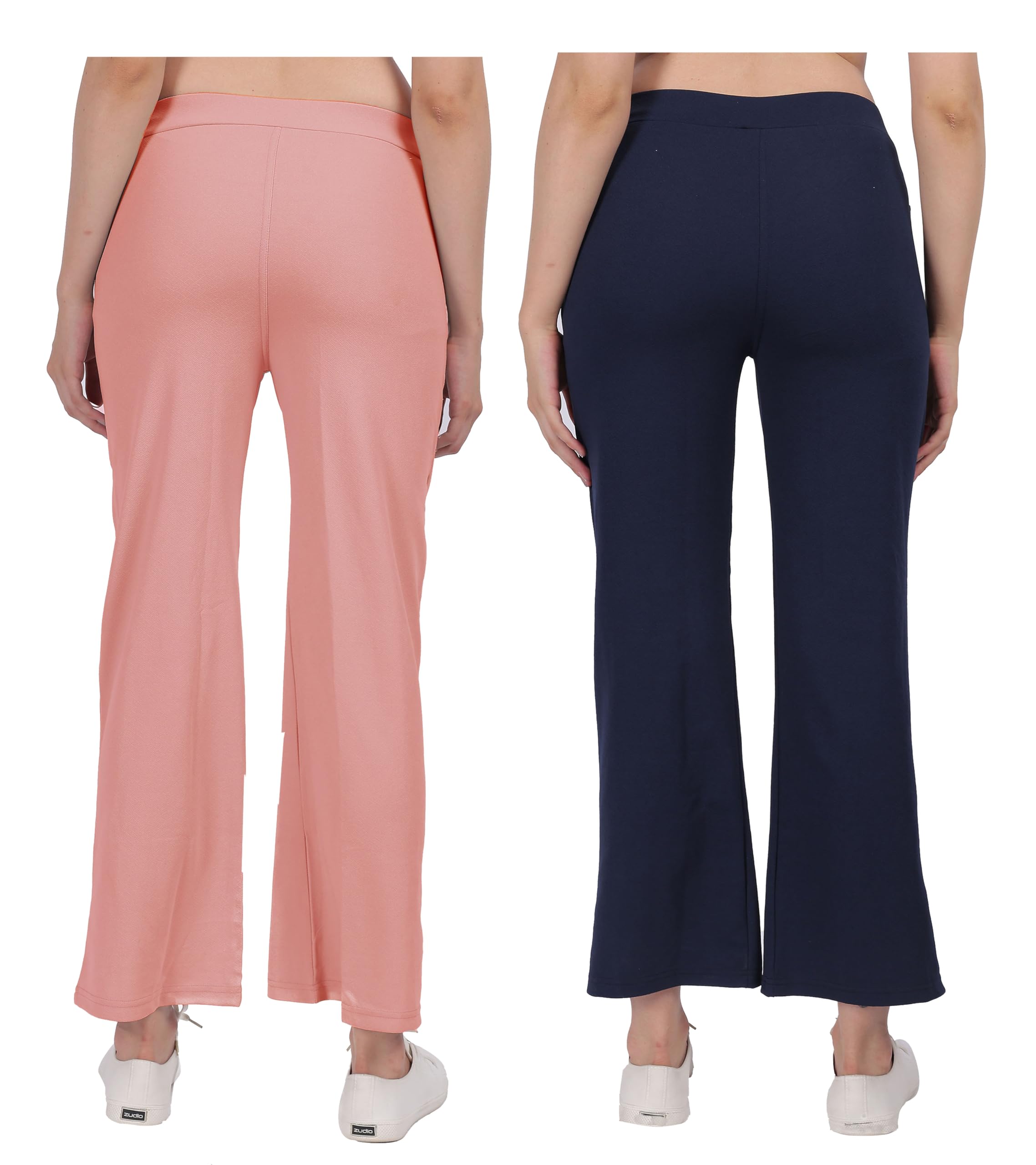 STARLATH Girls Pants and Trousers for Kids Girls, Multicolor Soft Lycra Stretchable Trackpants for Sports Activity Combo (Pack of 2) (in, Age, 7 Years, 8 Years, Regular, Blue-Peach) - Image 2 thumbnail