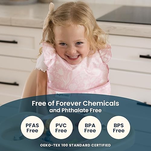 Miniatura 6 de Tiny Twinkle Baberos a Prueba de Derrames para Bebés para Comer | Baberos Impermeables y Limpiables para Niños Pequeños con Bolsillo Recoge Todo |