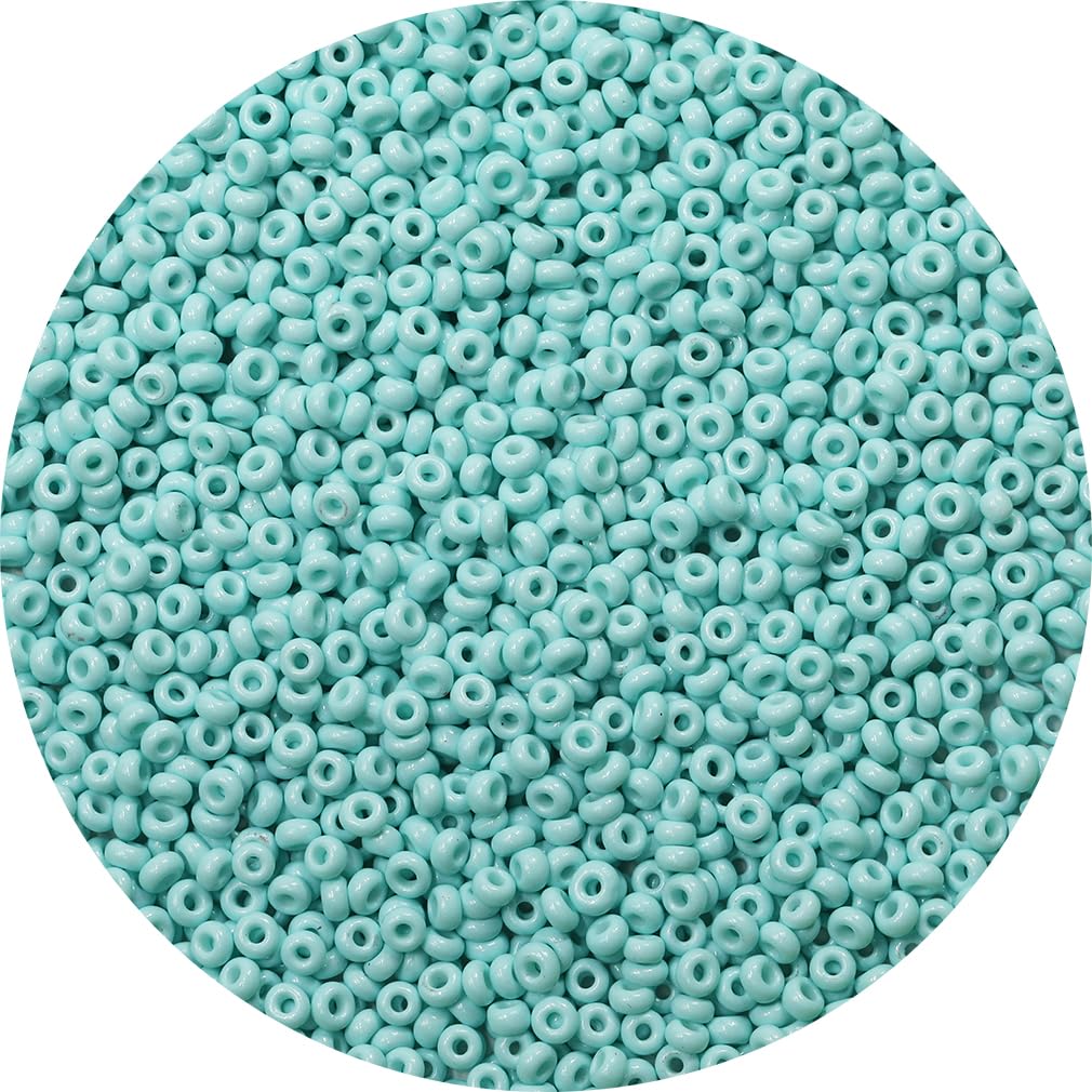 ORNSHIZI 3mm Aqua Blue Flat Seed Beads, 50grams About 2400pcs Seed Beads for Making Waist Bracelet Earring Necklace Jewelry