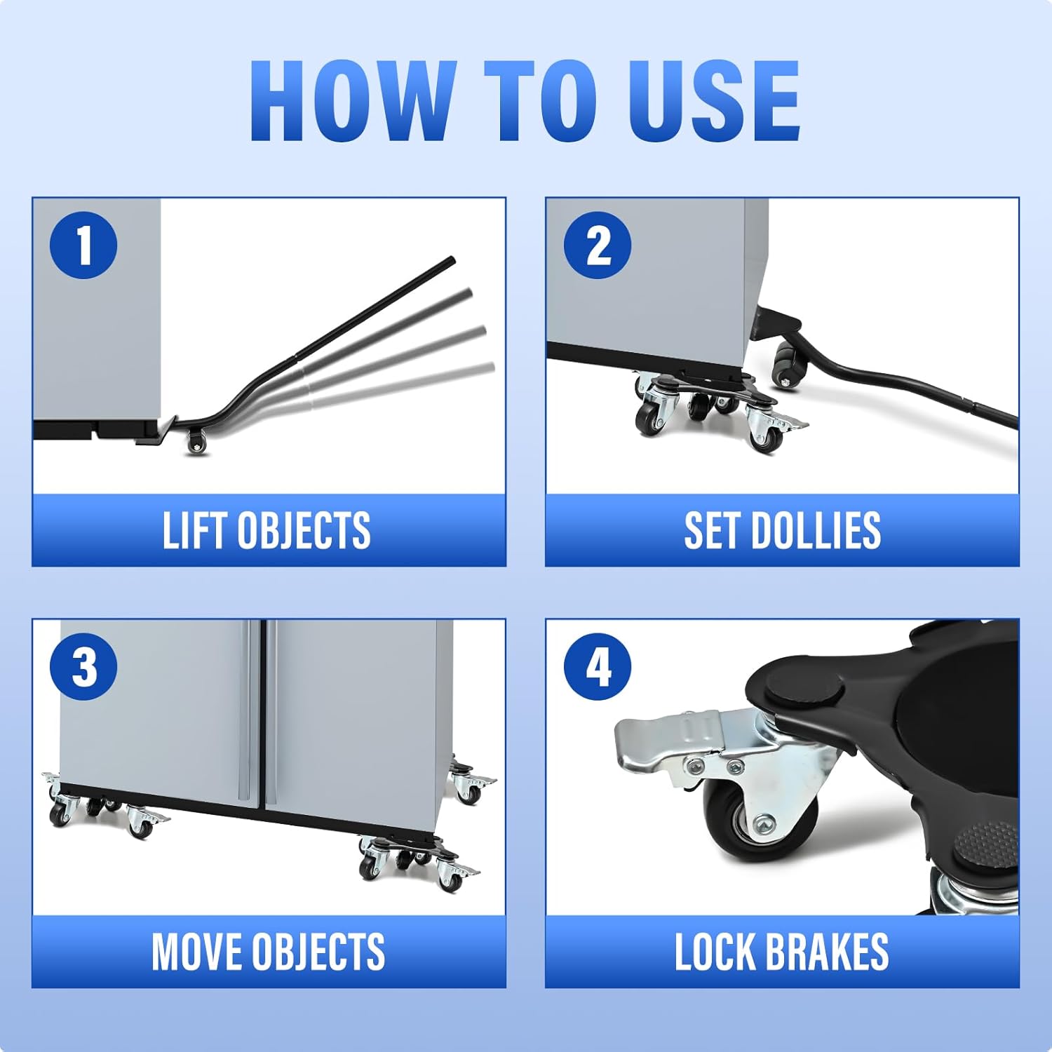 Heavy Duty Furniture Movers with Wheels, 2000 Lbs Furniture Dolly Moving Rollers Lifter Tool for Appliance, Piano Fridge Sofa, Desk, Cabinet, Pool Table, Hot Tub Safe Lifting Black