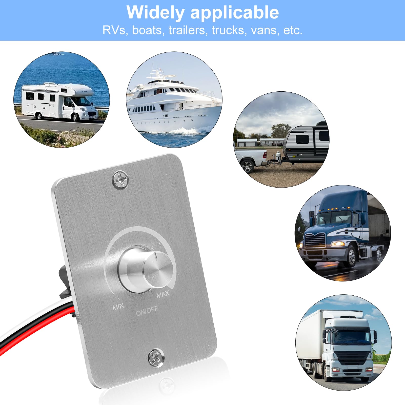 VOSSOT interruptor regulador de luz de 12 V para lámparas LED, regulador de luz de 12 V y 5 A para lámparas LED, sin parpadeos, regulable de forma continua – dimmer para iluminación de autocaravanas