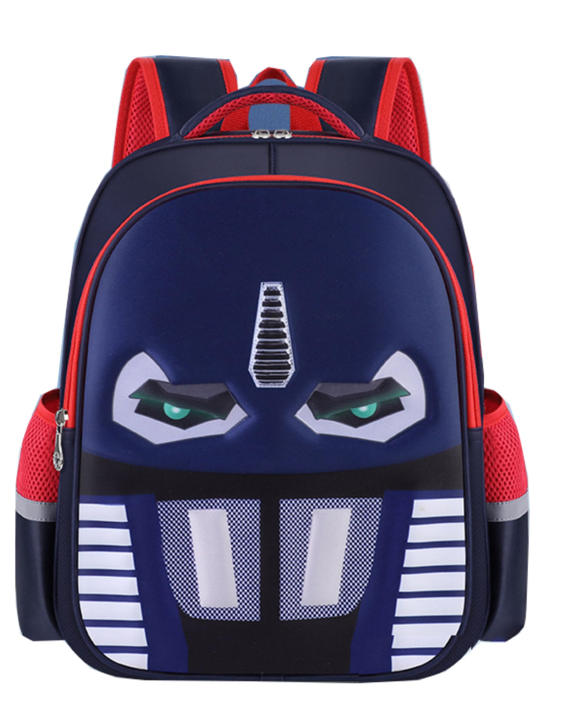QWZY Kid Boys Backpack Waterproof Children Snack Bag 3D Print Comic Cartoon Primary School Bag Kindergarten Backpack (Deep blue)