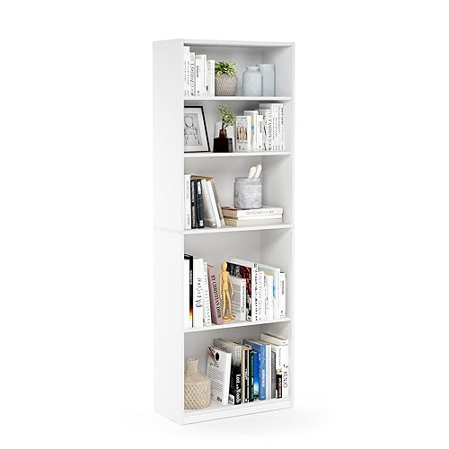 Furinno JAYA Book Shelf, 5-Tier Bookshelf, Bookcase with Adjustable Shelves,