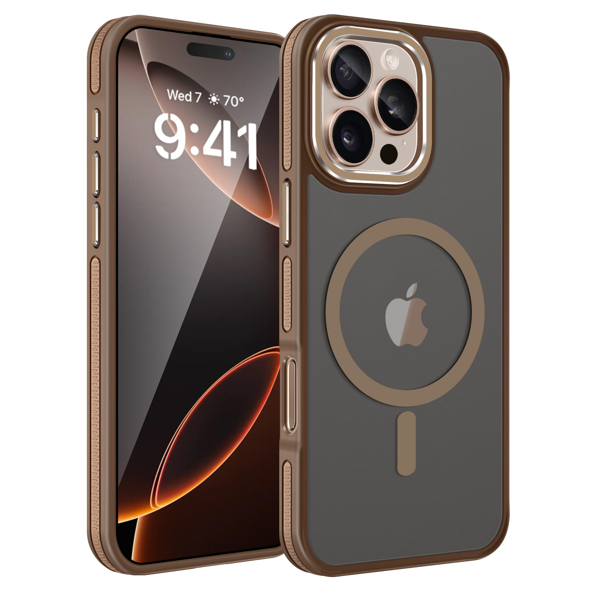 Fingic for iPhone 16 Pro Max Case[Compatible with Magsafe]Shockproof Military-Grade Protection Support Magnetic Car Mount Slim Nonslip Translucent