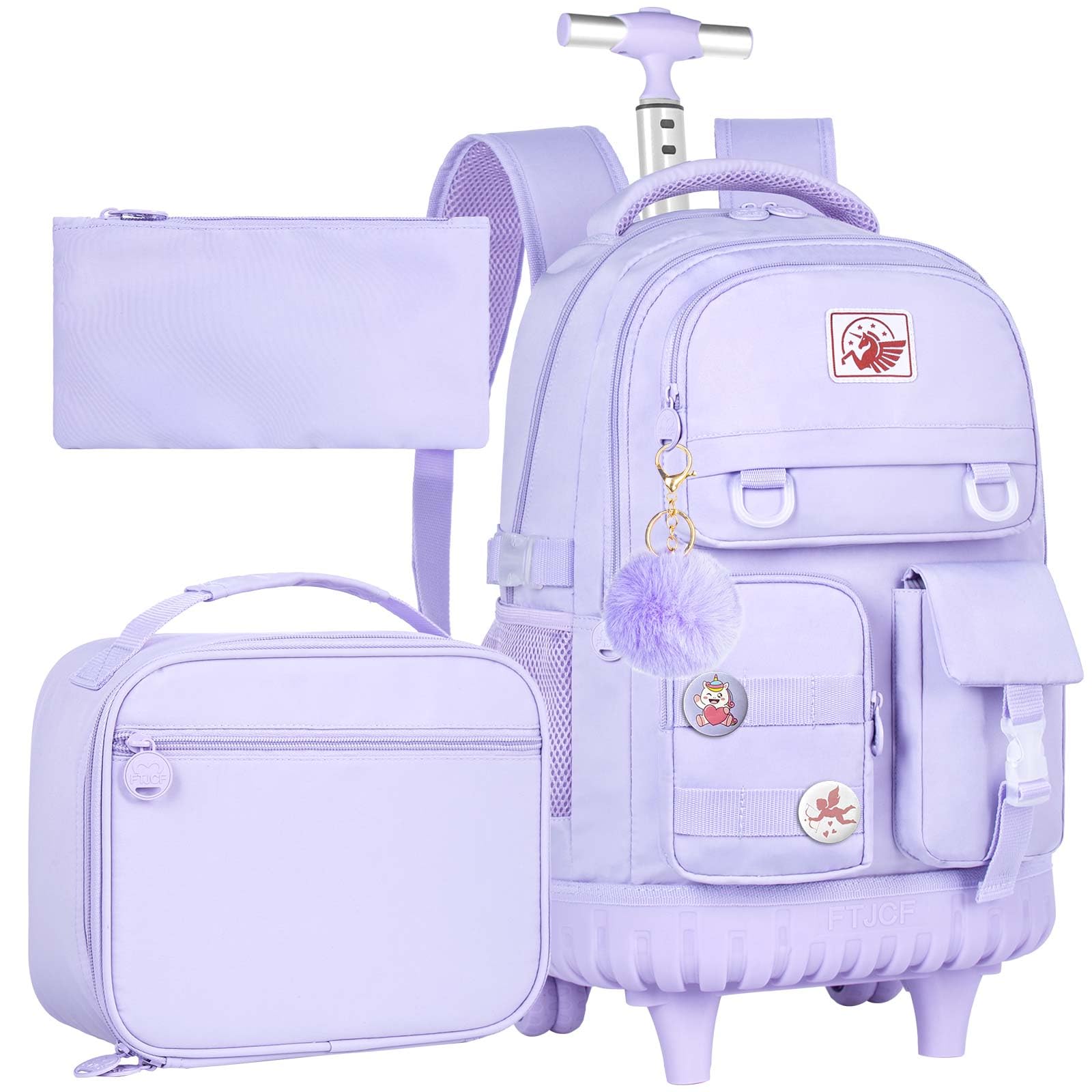 Photo 1 of CCJPX Rolling Backpack with Lunch Bag & Pen Case - Purple