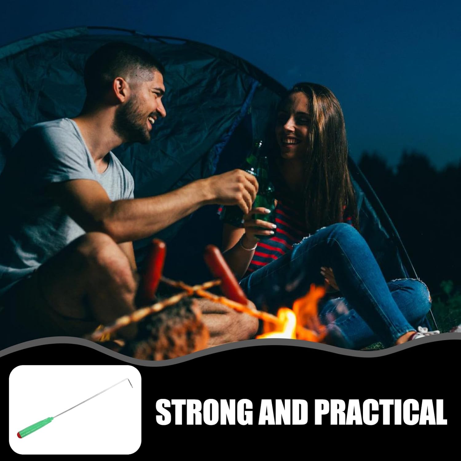 Fireplace Poker Tool Handle Outdoor and Indoor Use Versatile Fire Pit Accessory for Camping and Barbecue Handheld Design for Easy Gripping
