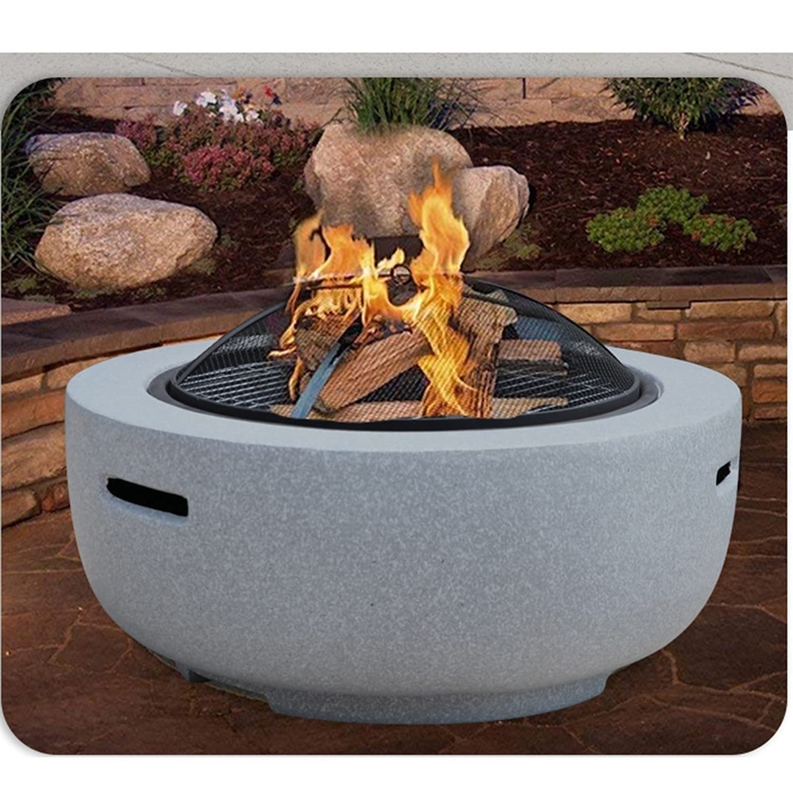 Braciere da Esterno, Ampio Tavolo da Barbecue in terrazza da Giardino, braciere a Legna da Esterno con Copertura Scintillante e attizzatoio, caminetto da Esterno