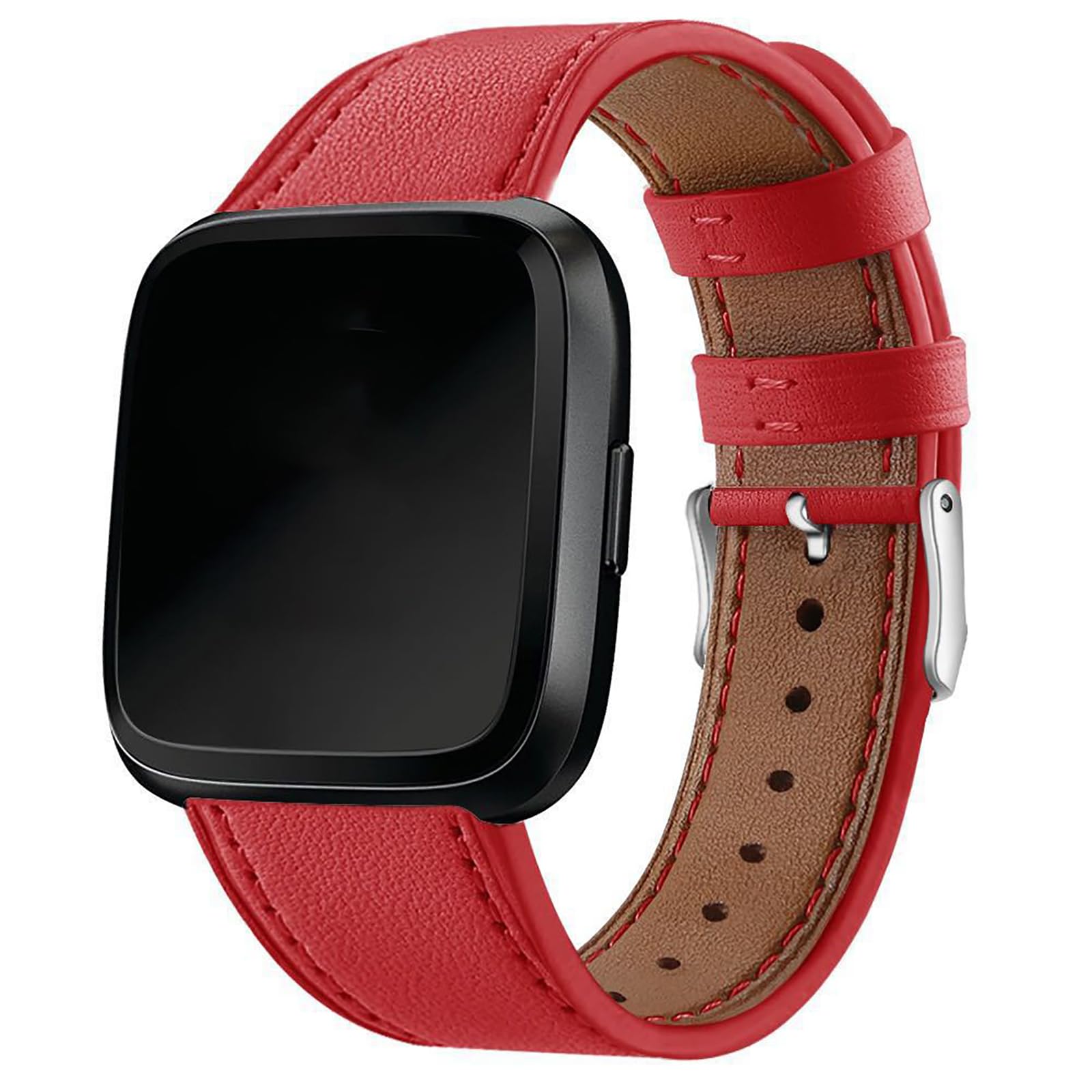 Bracelet Fitbit Versa rouge en cuir veritable pour le style au quotidien