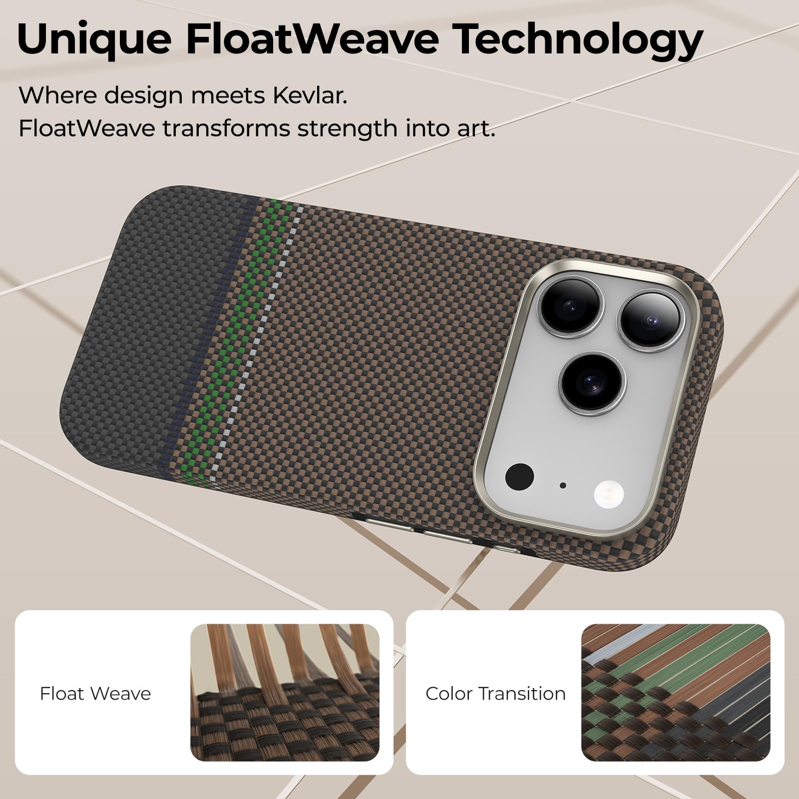 BENKS ArmorPro Prestige Etui na iPhone 17 Pro Max z MagSafe, [Ochrona Obiektywu i Przycisku Aparatu] Odporność na Wstrząsy Etui Ochronne z Włókna Aramidowego Kevlar i TPU, Przyjemny w Dotyku Splot
