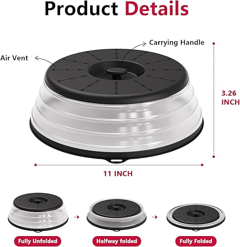 Miniatura 6 de WVM Tapa Antisalpicaduras para Microondas con Ventilación para Alimentos con Agujero para Gancho, Protector contra Salpicaduras y Colador de Cocina