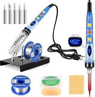 Soldering Iron Kit,80W LCD Digital Soldering Iron, Soldering Gun with Adjustable Temperature and Fast Heating Ceramic Thermostatic Design,10 in 1 Welding Tools with Flux, Tips, Solder Wire, Stand