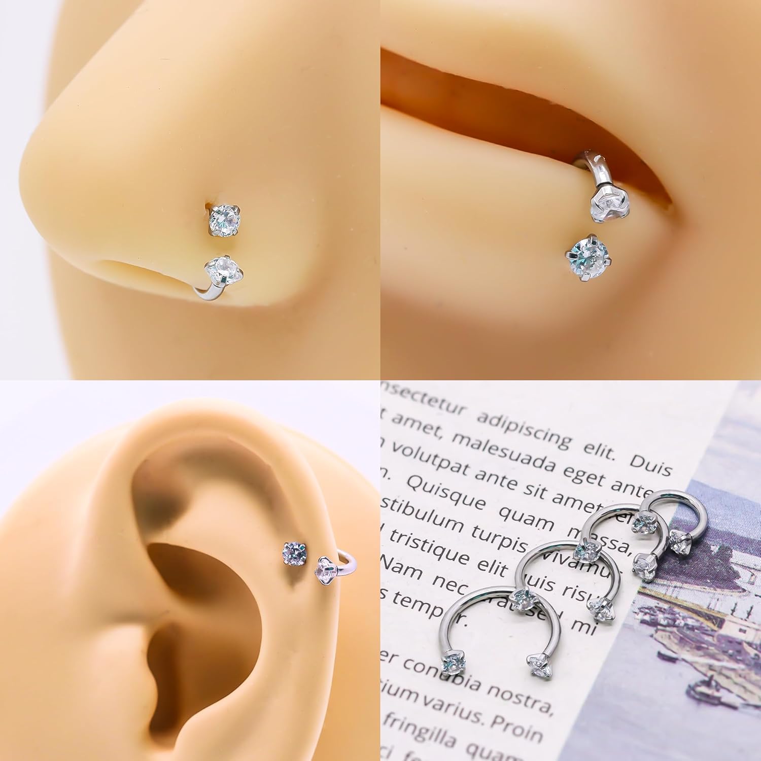 16G 18G 20G Internal Thread Horseshoe Nose Ring,316L Stainless Steel Circular Barbell Helix Snug Tragus Rook Daith Cartilage Earring Lip Ring Piercing Jewelry for Women Men 6mm 8mm 10mm 12mm - Image 4