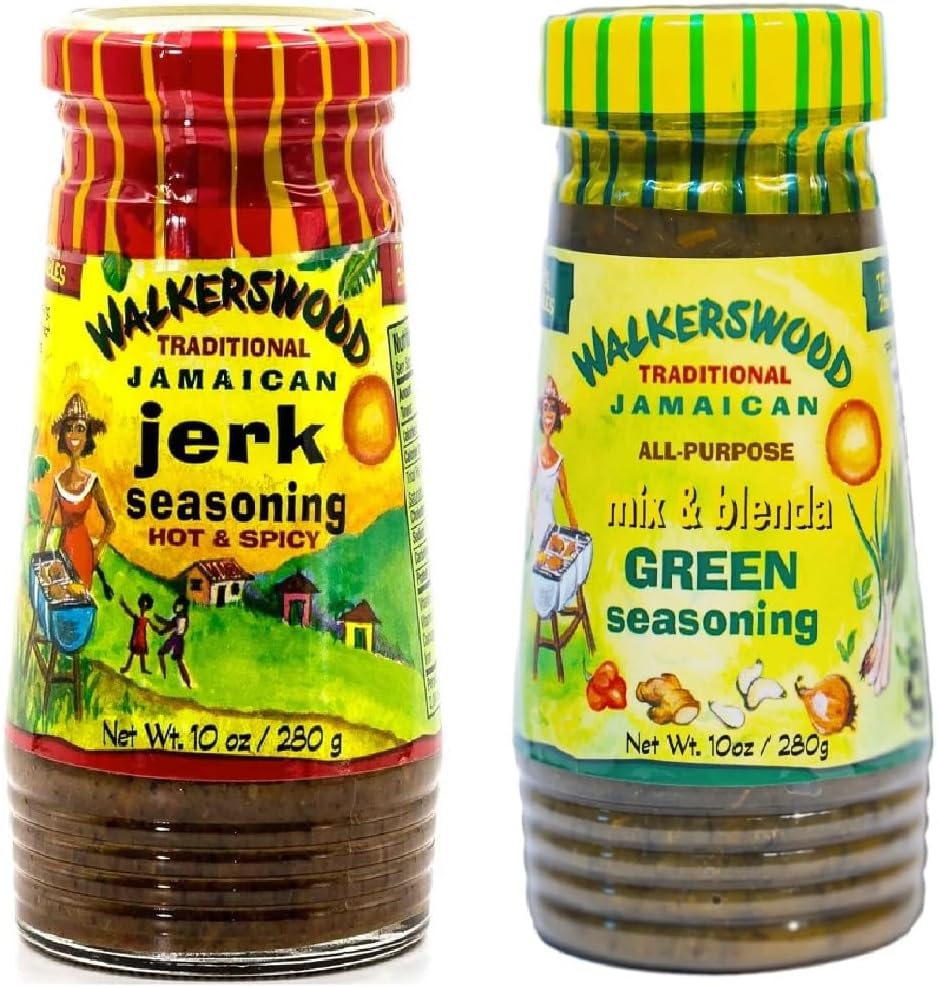 Walkerswood Traditional Jamaican Seasoning - all purposse Green 280g and Hot & Spicy 280g - in a Premier Life Store Box
