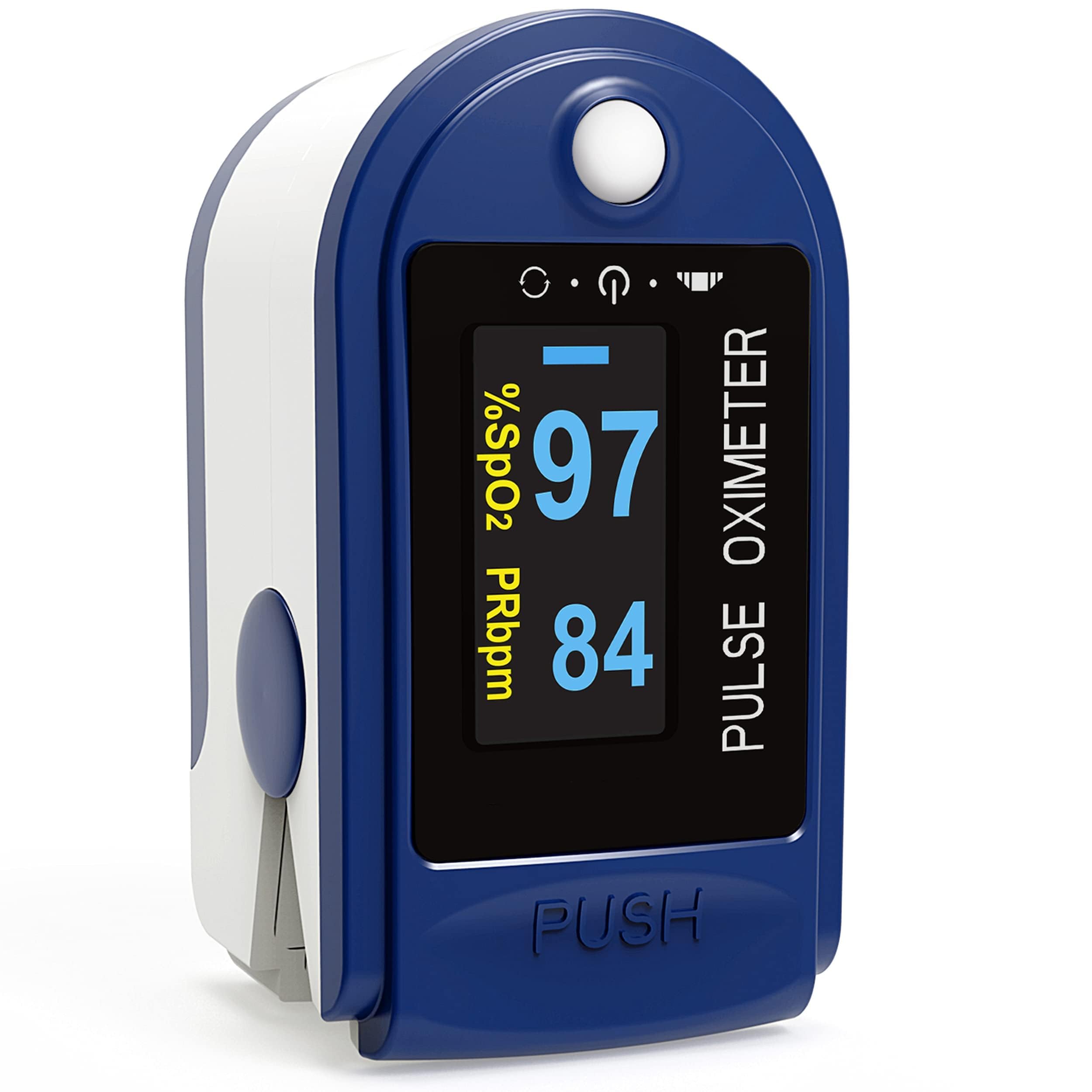 Pulox PO-200 Solo Pulsoximeter Dunkelblau für SpO2 & Puls am Finger | Inklusive Batterien, komfortable Messwertkontrolle direkt am Finger für Zuhause, Reise und unterwegs