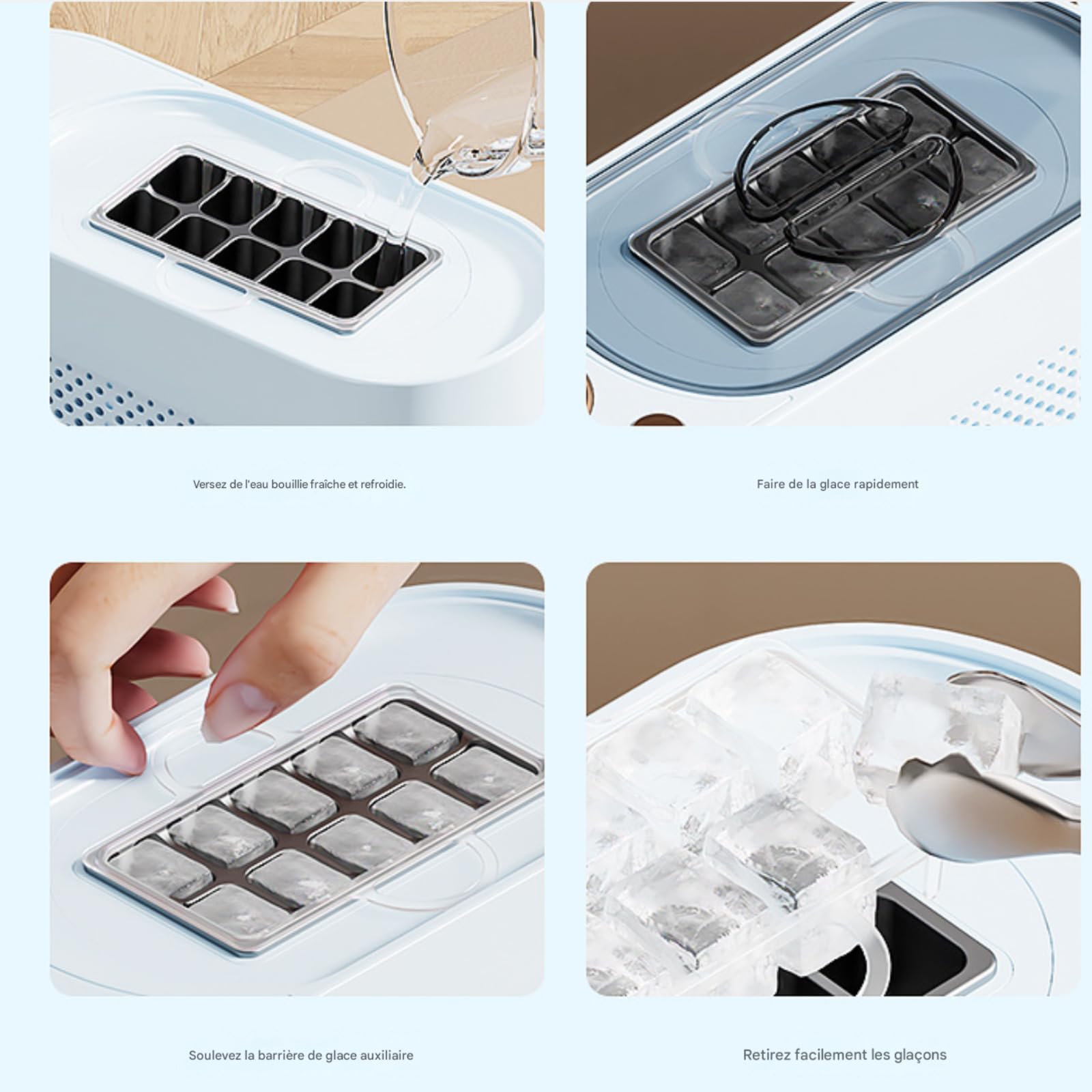 Macchina per ghiaccio portatile, produce rapidamente 10 cubetti di ghiaccio, ideale per casa, ufficio, campeggio e auto, blu