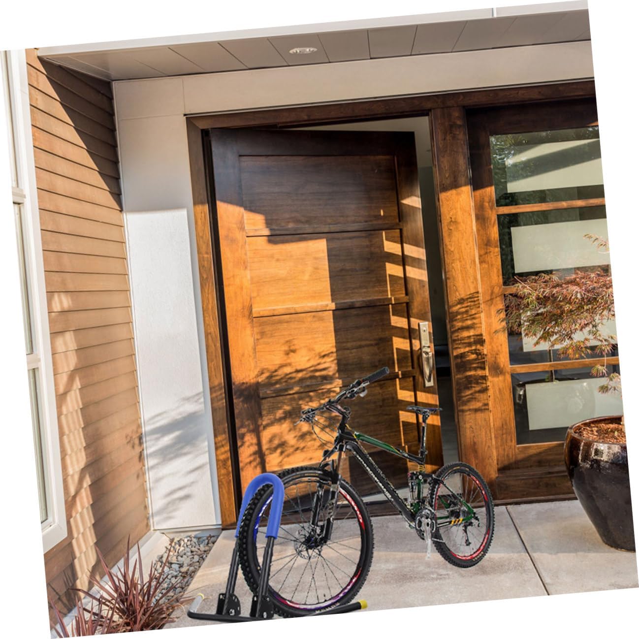 GALPADA 2pcs Bike Kickstand Folding Bicycle Parking Stand Blue Adjustable Bike Parking Rack for Indoor Garage Storage and Repair