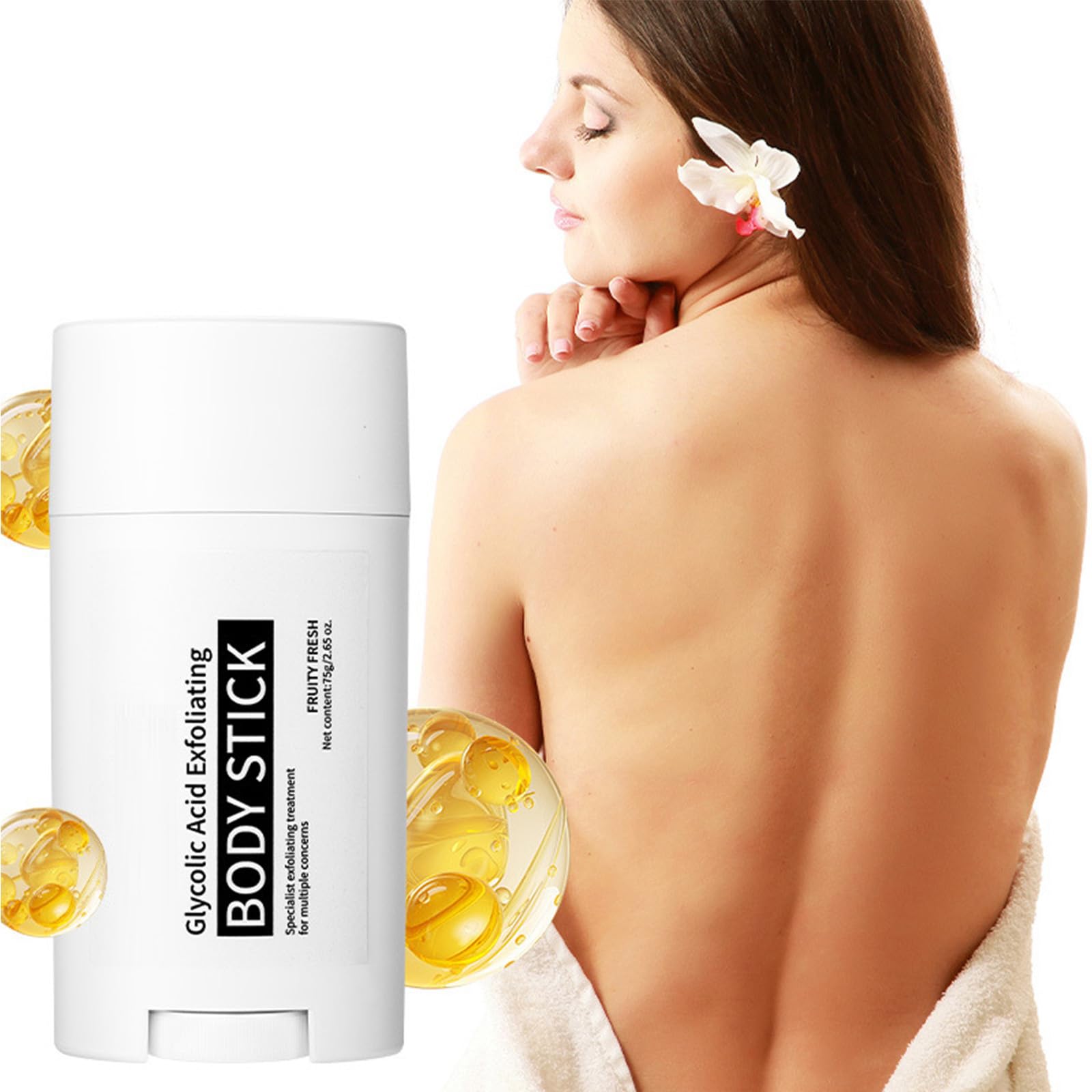 Stick esfoliante per il corpo all'acido glicolico, lozione esfoliante, leviga la pelle ruvida, riduce l'aspetto della cellulite, effetto pelle radiosa, stick per la cura del corpo per ascelle, gambe