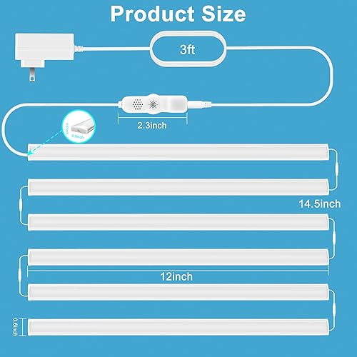 Miniatura 10 de Maylit Luces para debajo del gabinete 3 piezas de iluminación ultrafina para debajo del gabinete luz blanca súper brillante para debajo del