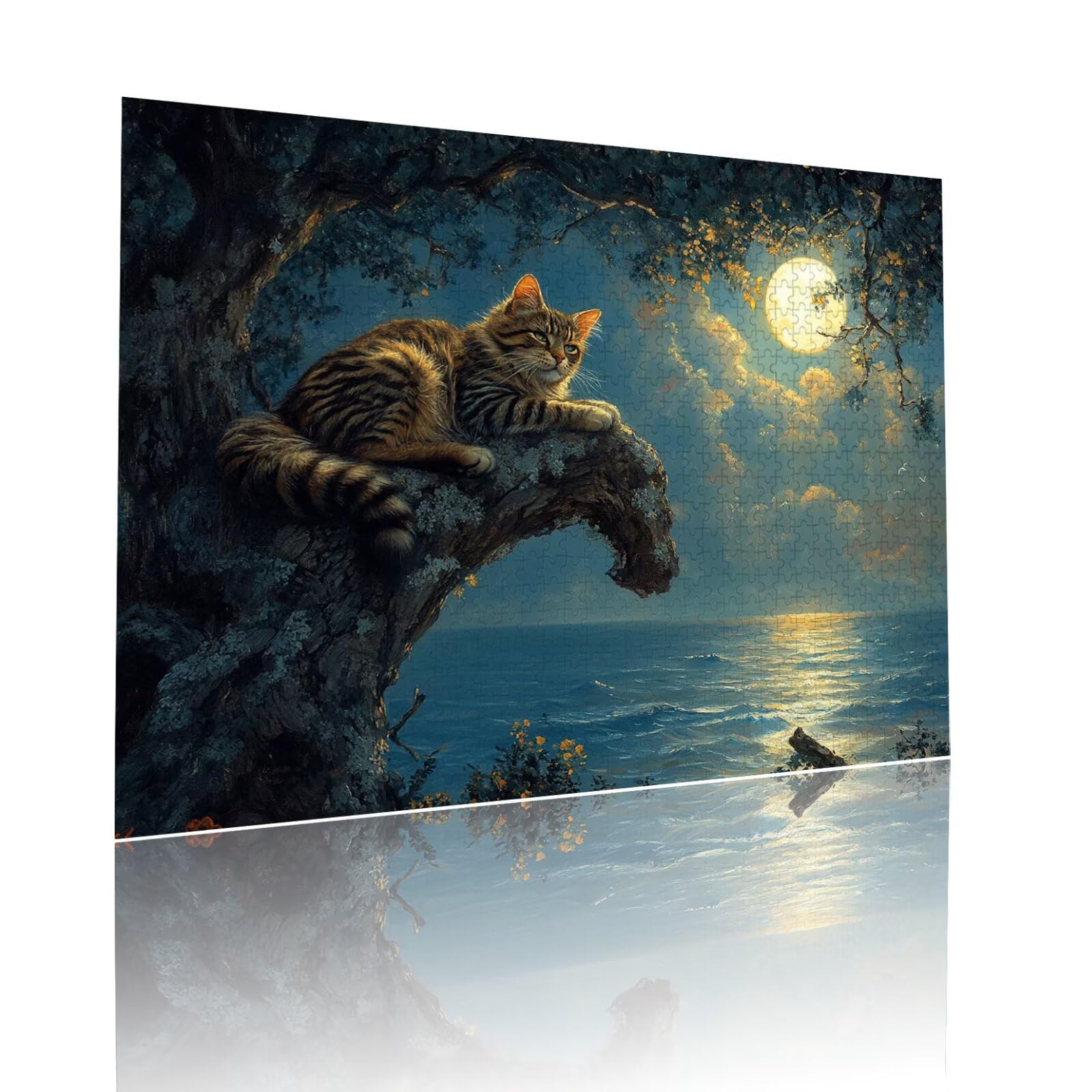 Katze Puzzle für Erwachsene Kinder Anspruchsvoll 5000 Teile Impossible Klassische Puzzles Schwer Mond ab 8 9 10 Jahre Mädchen Jungen Jigsaw Kunst Educa, für Dekoration und Geschenke 105x156cm t-707