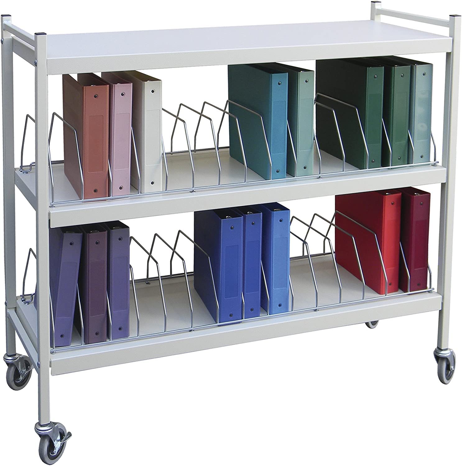 Omnimed Style American Made Extra Wide Open Chart Rack, 2 Tier (30 Capacity), Light Gray