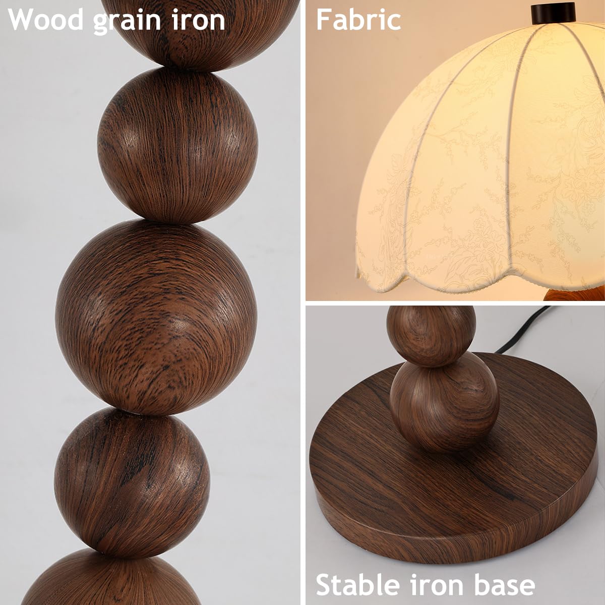Lampa podłogowa Wabi-Sabi 55,9 cala, len, drewno, żelazo, tkanina, z kulistym korpusem, E26, ściemniana, do salonu, sypialni, czytelni, willi