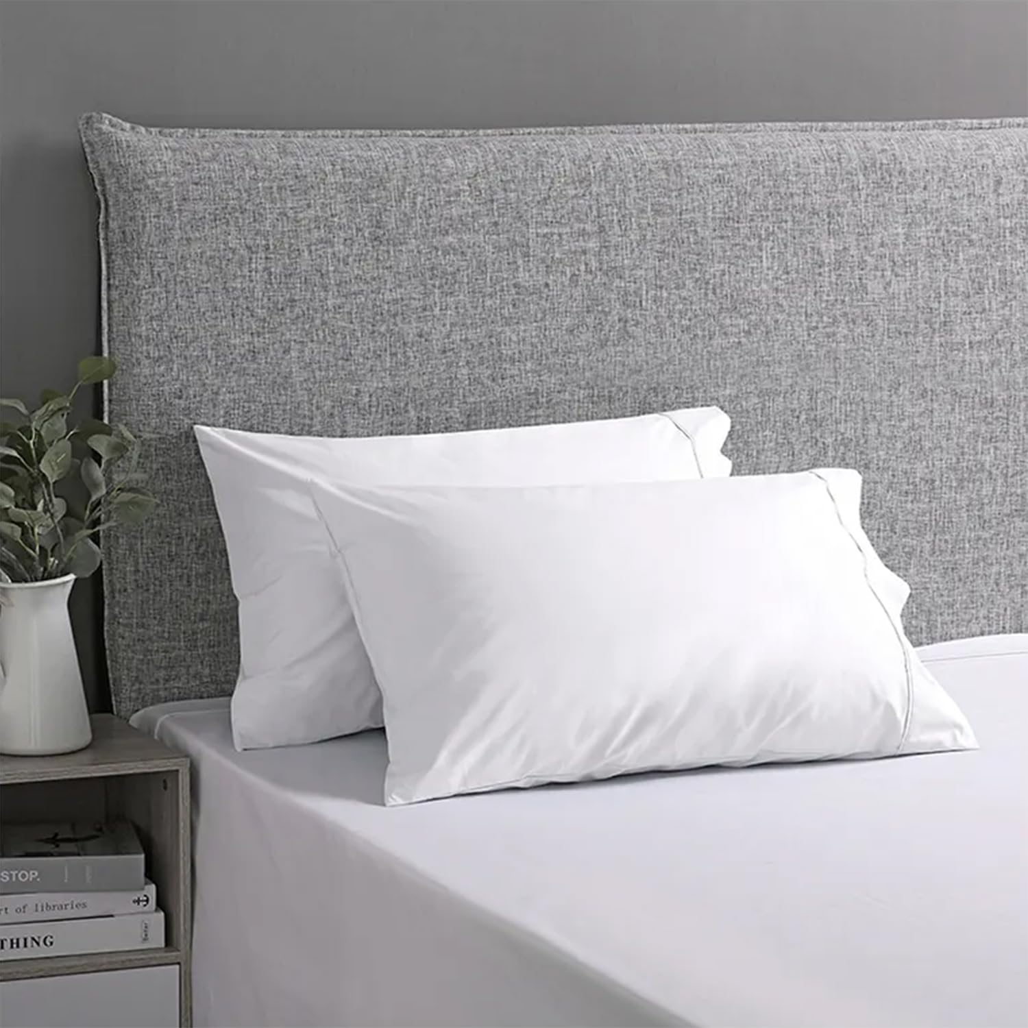 AVI Pure Cotton 144 TC Solid Pillow Cover, Set of 2 Pillow Covers, California King Size Pillowcase, Pillow Covers with Envelope Closure, (20x36 inch, White)