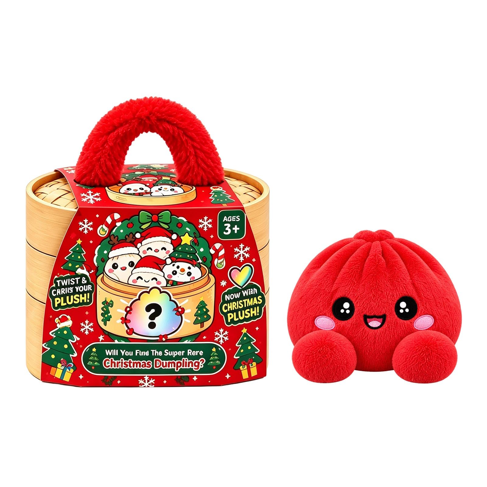 Christmas Plush Dumpling Pillow, Mystery Dumpling Plush Doll in Box A13 B
