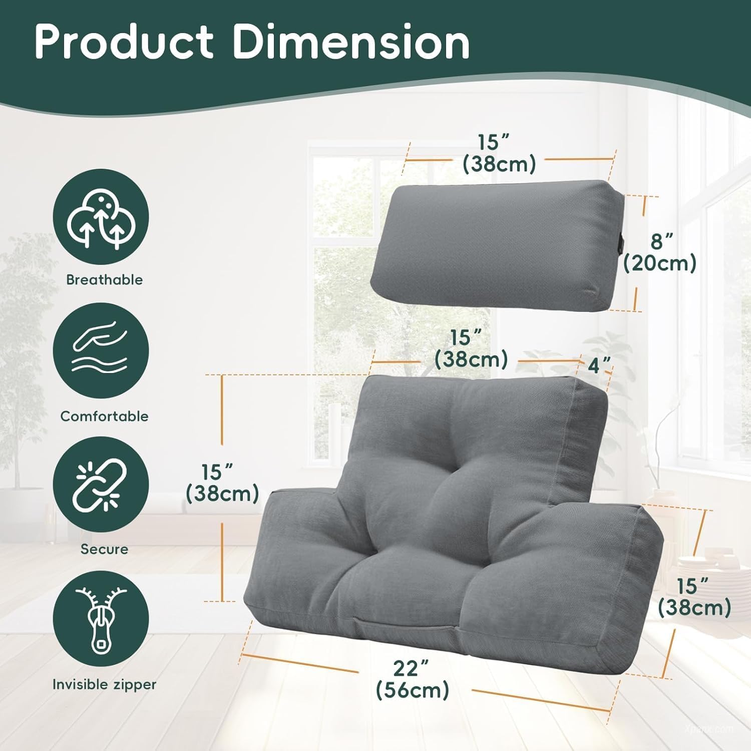 Back Support Cushion, Lumber Support Cushions with Adjustable Neck Pillow, Posture Support Side Sleeper Pillows Neck Support - Image 2