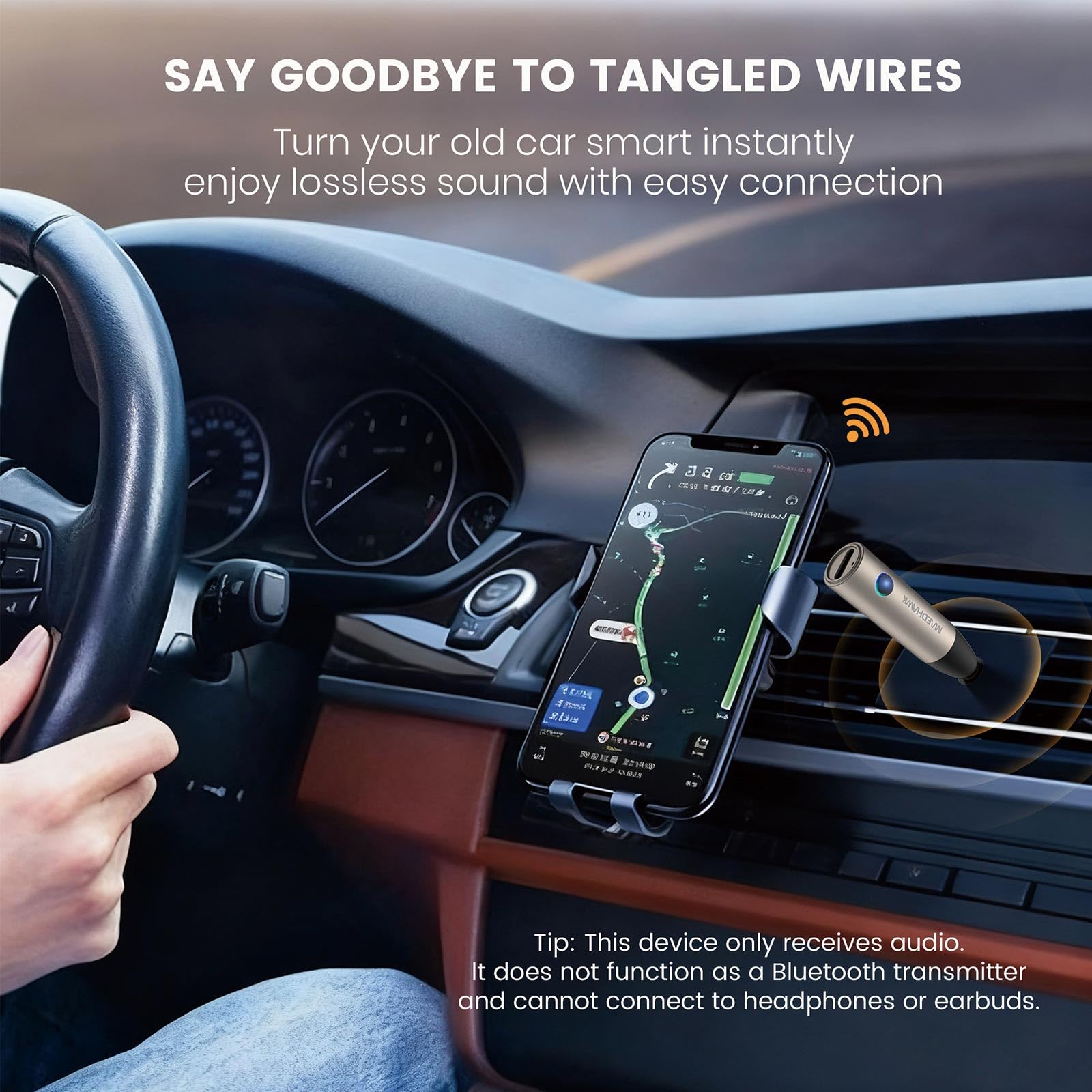 Maedhawk Receptor Bluetooth - Adaptador Aux Inalámbrico Portátil para el Altavoz de Auriculares de Transmisión de Música Estéreo en Casa del Automóvil