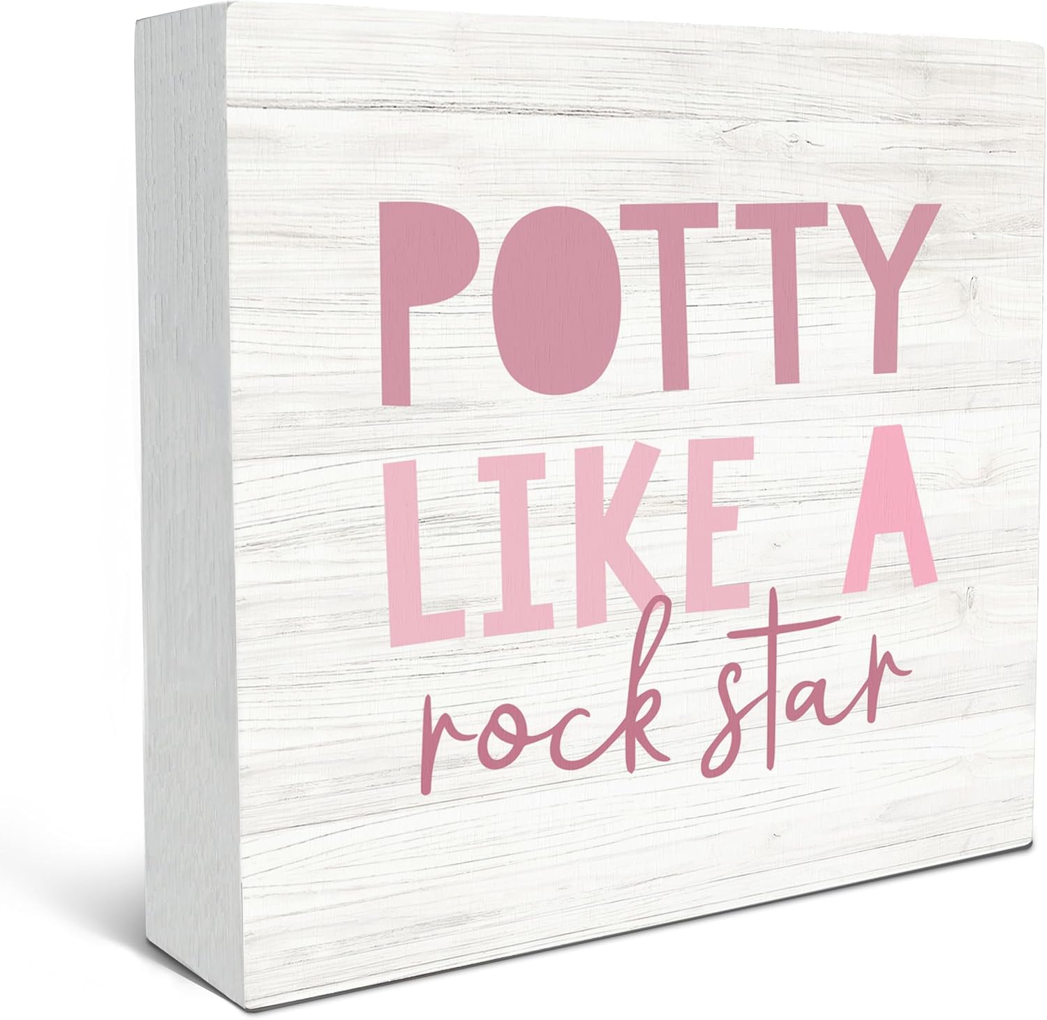 Potty Like a Rock Star Box Sign 5x5 Inch Wooden Bathroom Decor