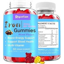 Multivitamin Iron Gummies for Teen & Women - Vitamins A C B, Folate for Blood Builder, Daily Nutrition, Energy - Vegan, Mixed Flavor, 60 Count