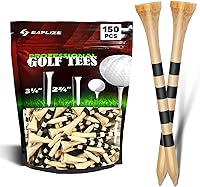 SAPLIZE Bamboo Golf Tees 100/150 Pack - 4 Sizes (3-1/4" to 1-1/2"), Biodegradable, Shatterproof for Accurate Drives, Natural Color