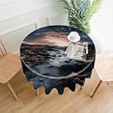 FodPand Subtle Atmosphere Round Tablecloth Decorative Round Table Cloth Washable Fabric Circle Table Cover for Birthday Farmhouse Outdoor Party Tablecloth 60 Inch