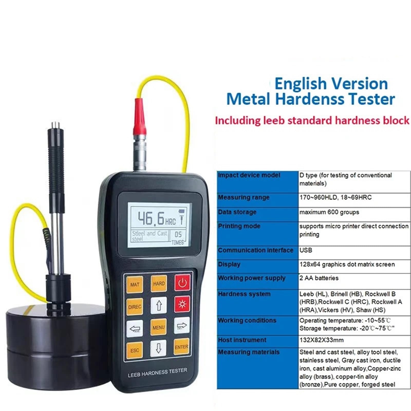 Testkit für hartes Wasser, D Typ Digital Leeb Härte Tester for Edelstahl Kupfer Aluminium Härte Tester HL HB HRB HRC HRA,Hervorragende Tragbarkeit