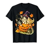 Cute Cat Pumpkin Halloween Spooky Season Vintage T-Shirt