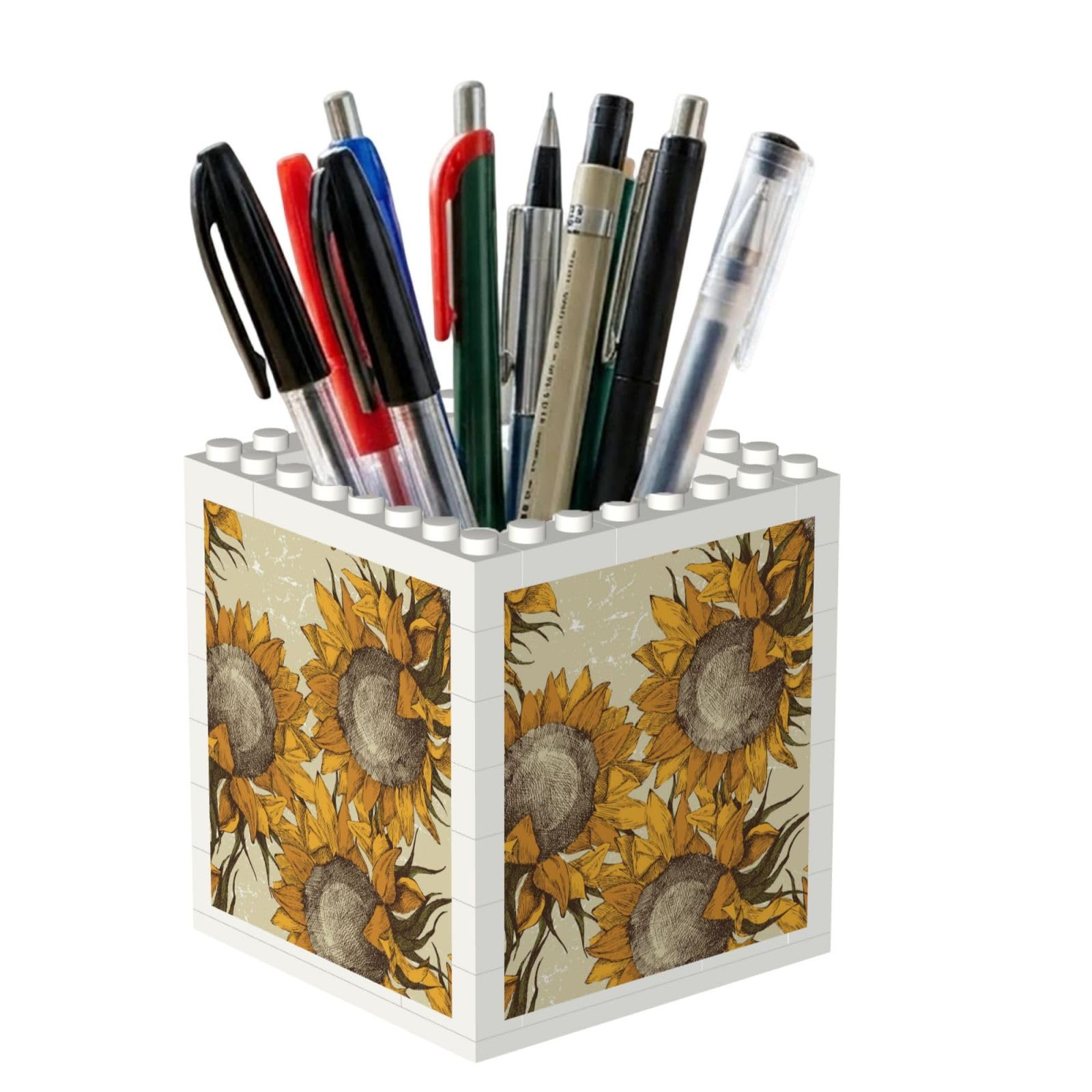 Poadnly Sunflowers, Pen Pot Pencil Holder for Office Home School, Compact Desk Organiser for Office Stationery