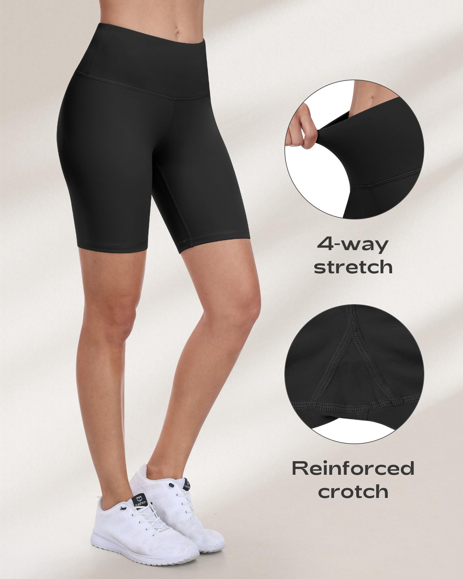 Pantalones cortos de ciclismo para mujer, cintura alta, control de abdomen, suaves, atléticos, gimnasio, yoga — view 6